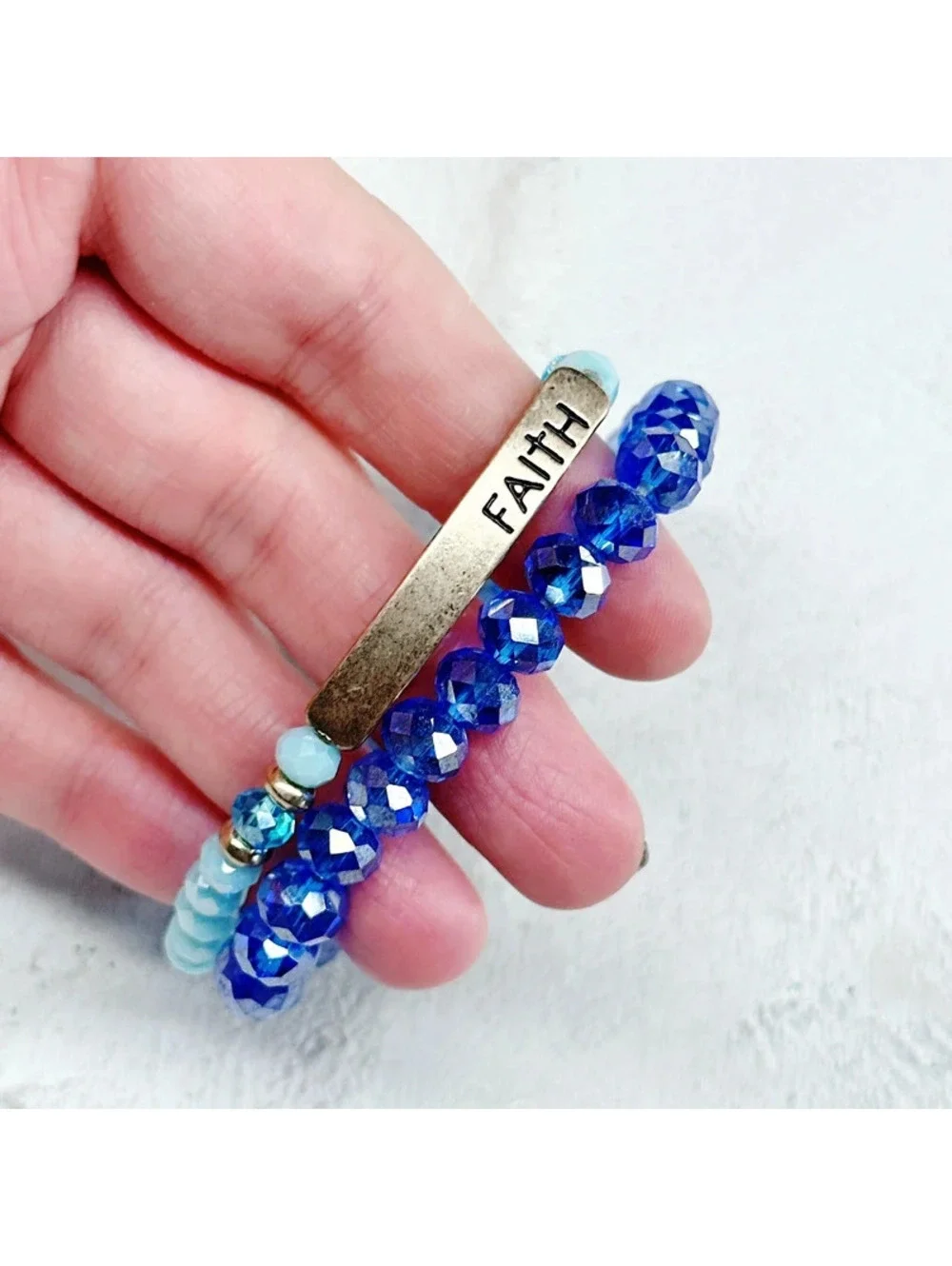 337u. Blue Stretch Glass Bracelets